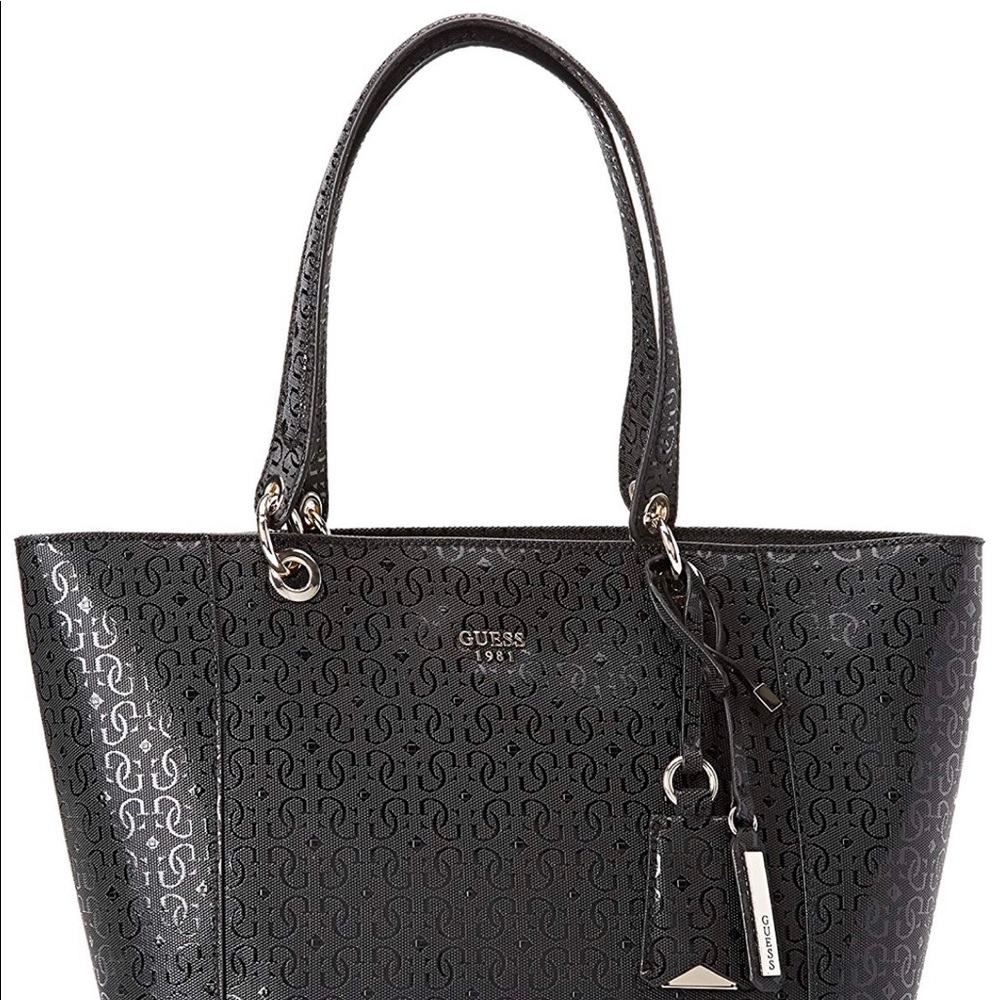 NWT Guess Kamyrn Black G-Shine Logo Tote